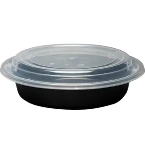 16oz. Disposable Round Meal Prep/ Bento Box Containers with Clear Lids