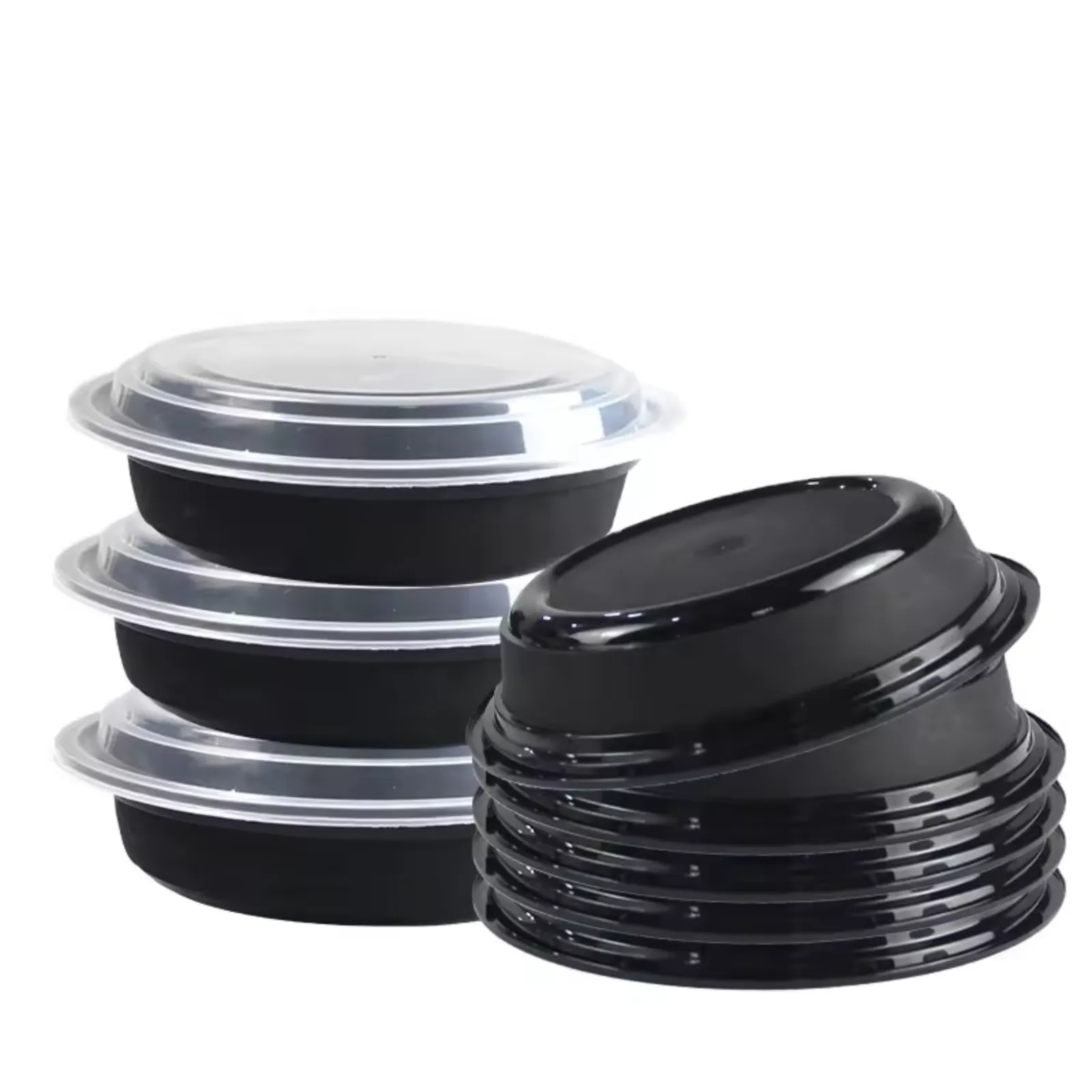 16oz. Disposable Round Meal Prep/ Bento Box Containers with Clear Lids