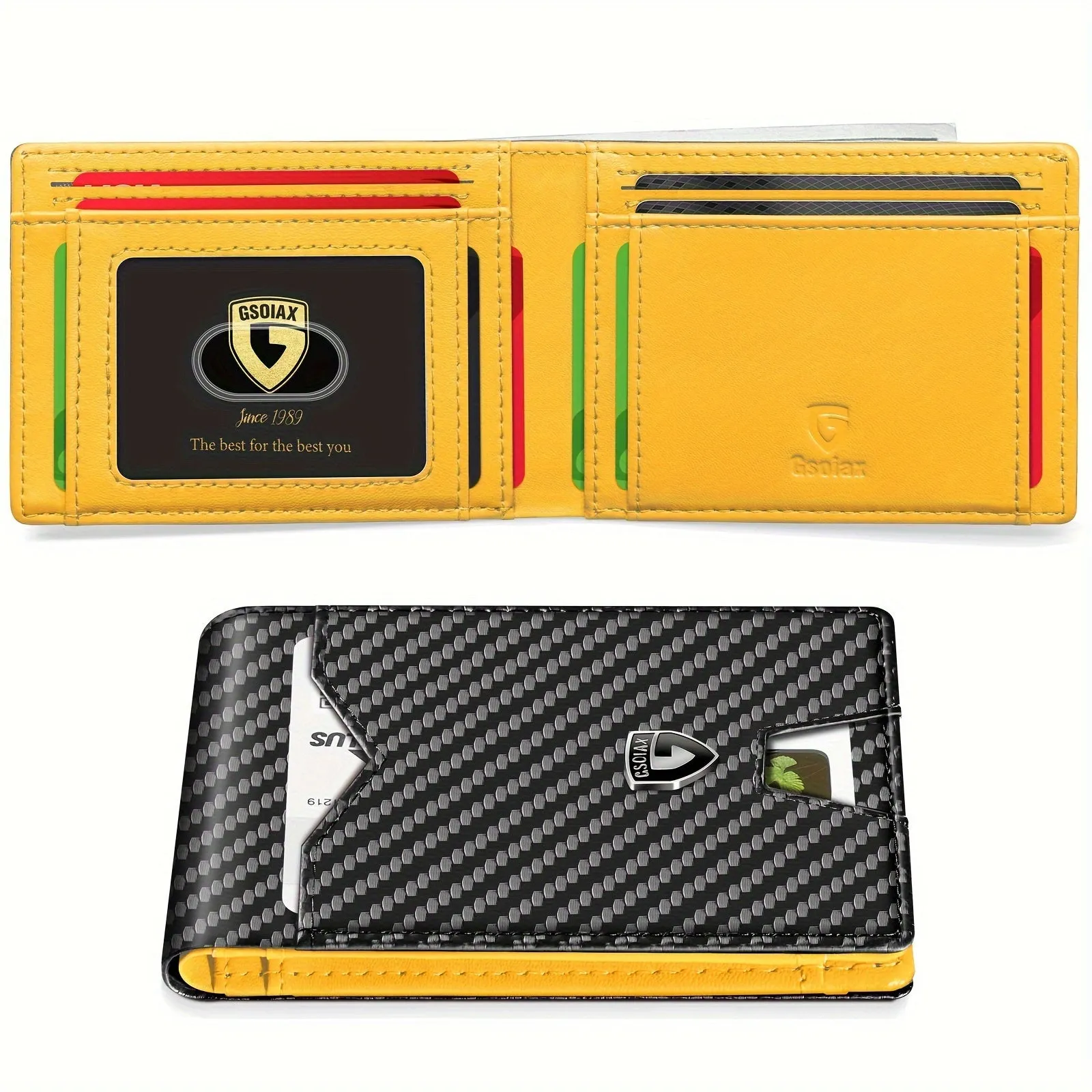 1pc Mens Slim Carbon Fiber Pattern RFID Blocking Wallet - Microfiber Credit Card Holder with Geometric Pattern, Simple Style, and Non-Braided Weaving - Includes Gift Box, Perfect for Kings Day