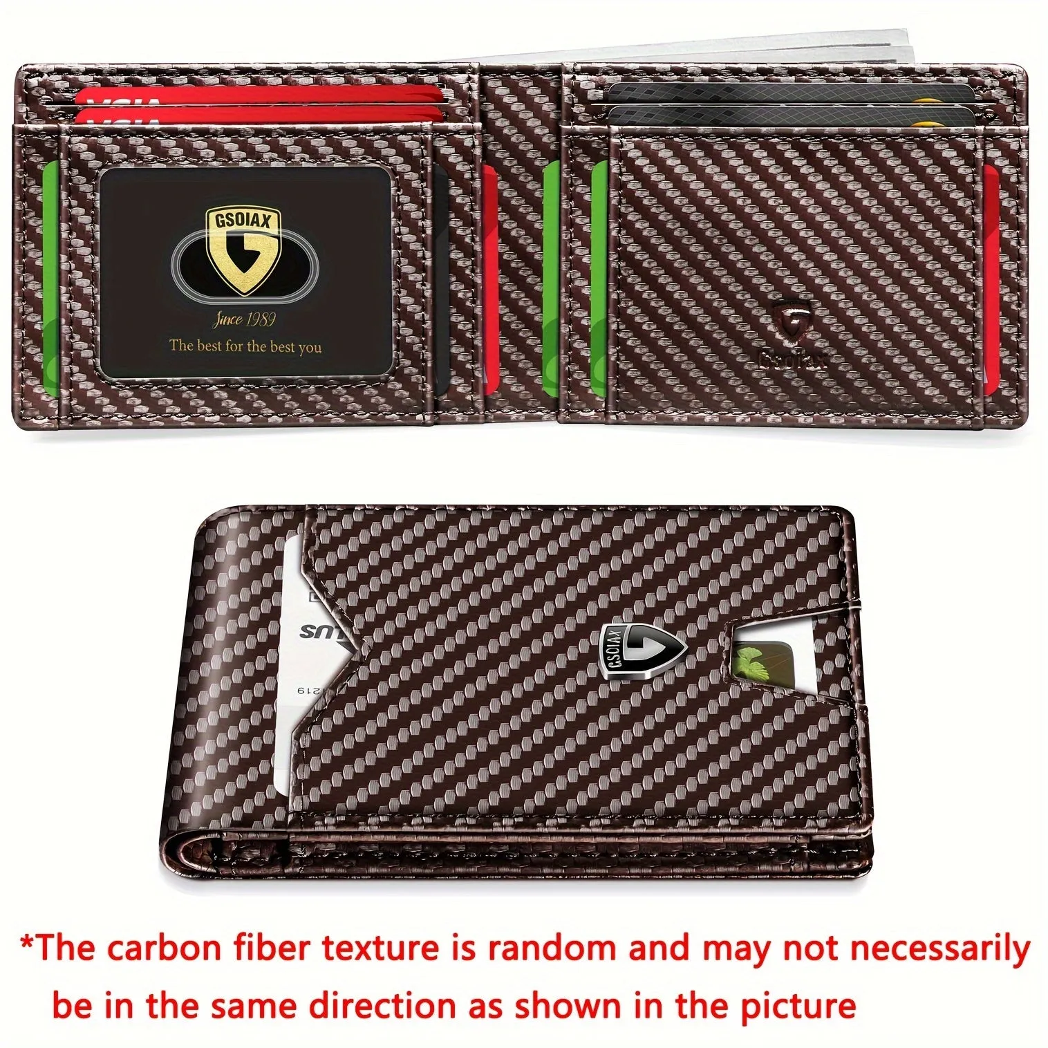 1pc Mens Slim Carbon Fiber Pattern RFID Blocking Wallet - Microfiber Credit Card Holder with Geometric Pattern, Simple Style, and Non-Braided Weaving - Includes Gift Box, Perfect for Kings Day