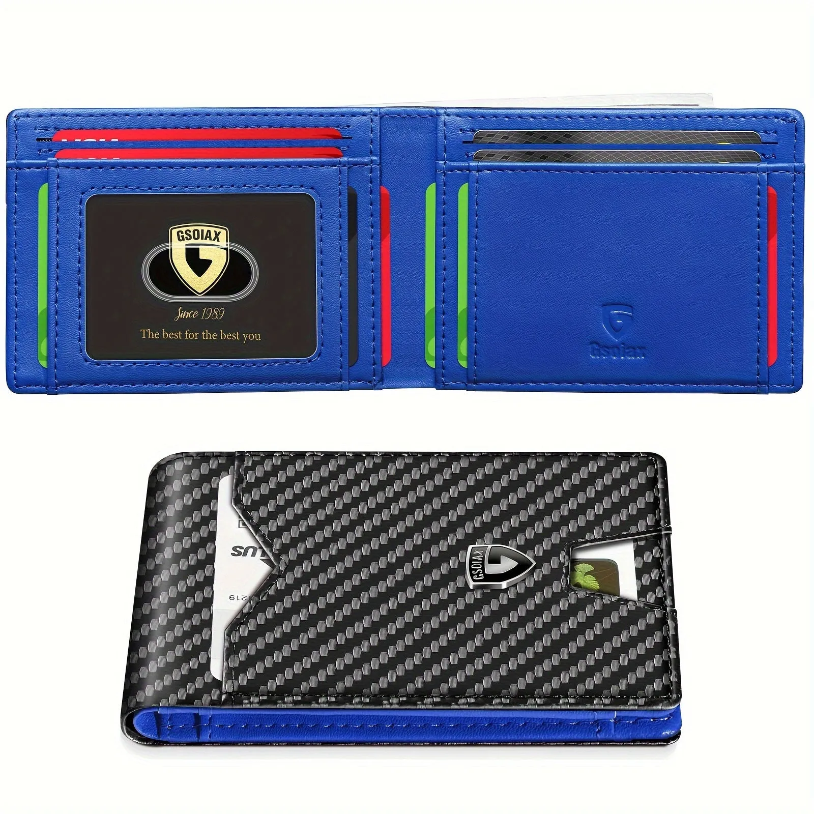 1pc Mens Slim Carbon Fiber Pattern RFID Blocking Wallet - Microfiber Credit Card Holder with Geometric Pattern, Simple Style, and Non-Braided Weaving - Includes Gift Box, Perfect for Kings Day