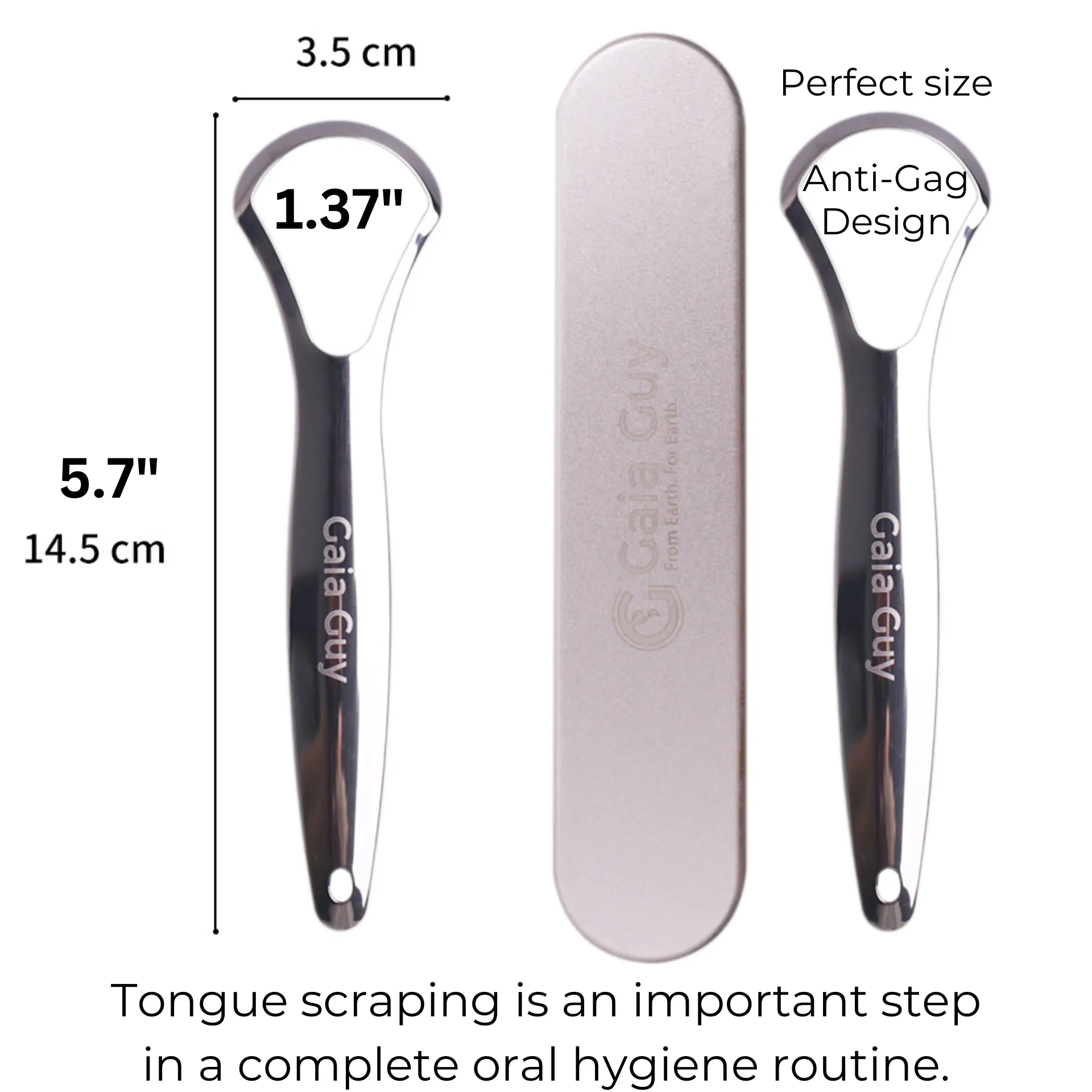 2 Stainless Steel Tongue Scrapers With 2 Steel Travel Cases (Plastic-Free)