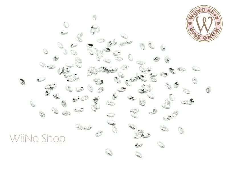 2 x 3mm Silver Textured Marquise Metal Studs - 25 pcs