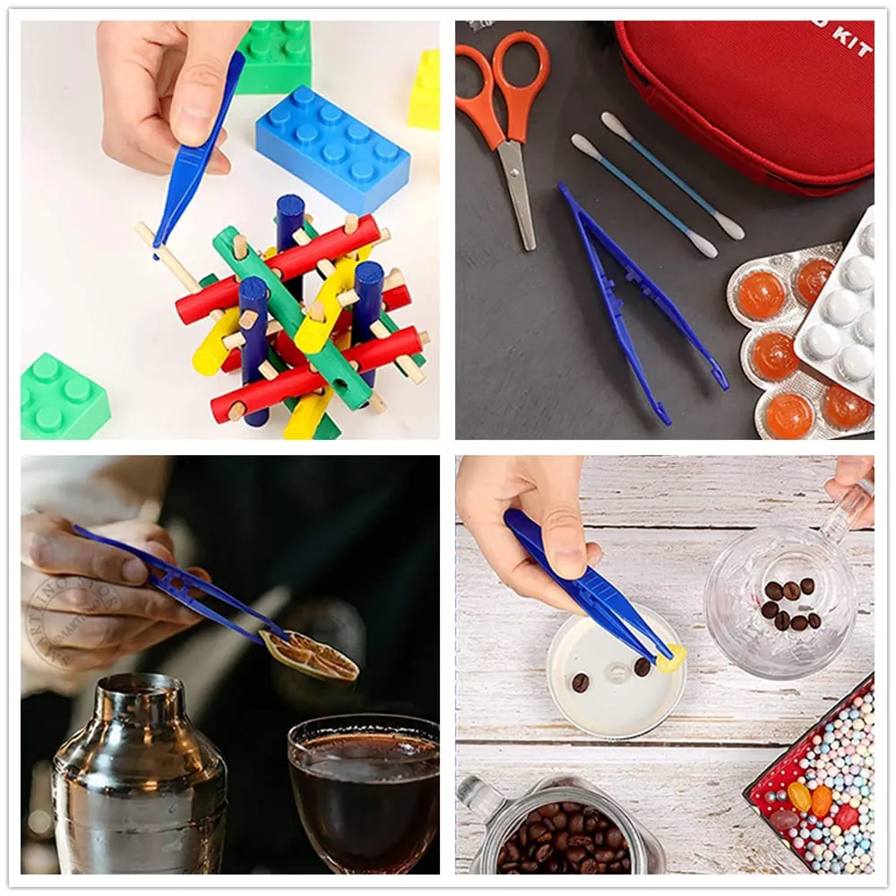 24 Pcs Plastic Colourful Beads Tweezer for Model Building Kits Foreign Body Medical First Aid Disposable Plastic Tweezers DIY Craft Tweezers