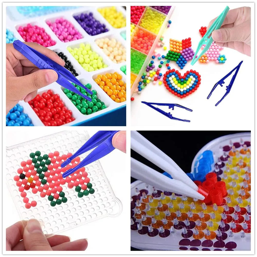 24 Pcs Plastic Colourful Beads Tweezer for Model Building Kits Foreign Body Medical First Aid Disposable Plastic Tweezers DIY Craft Tweezers