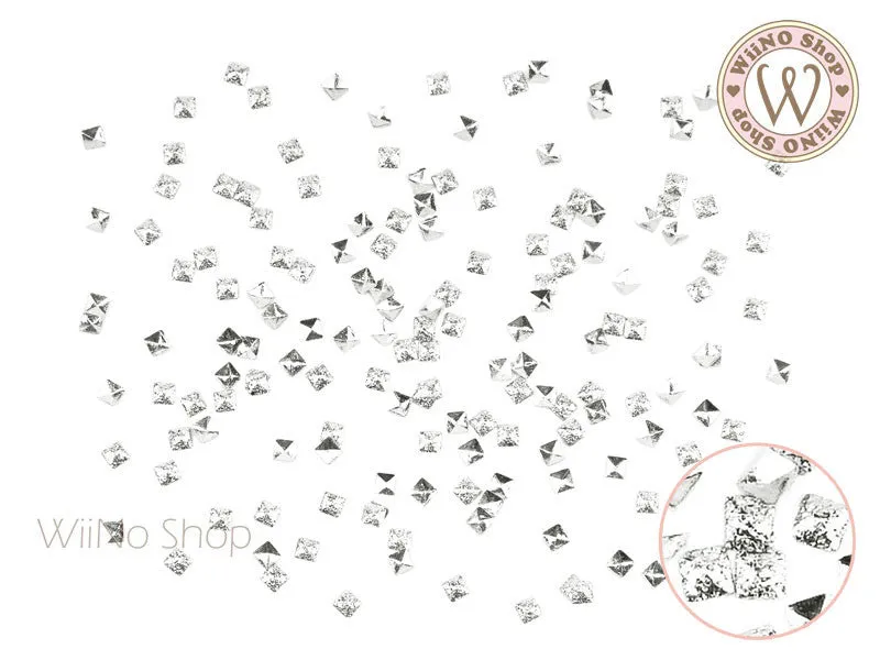 2mm Silver Textured Square Metal Studs - 25 pcs