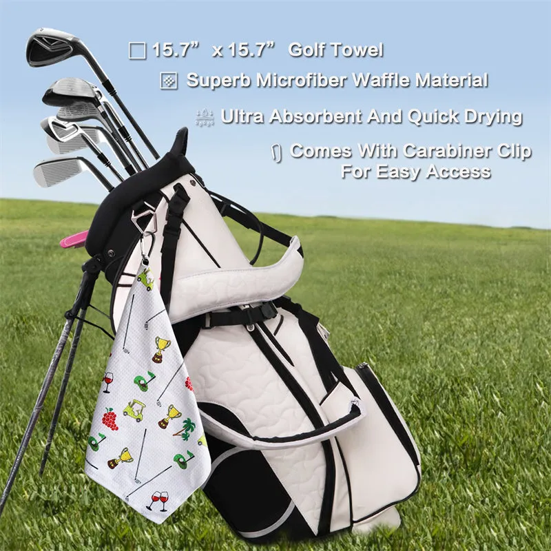 3 Pack Colorful Golf Towels with Clip for Golf Bags