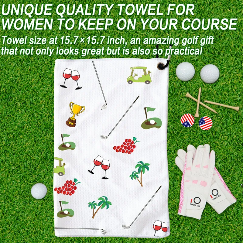 3 Pack Colorful Golf Towels with Clip for Golf Bags