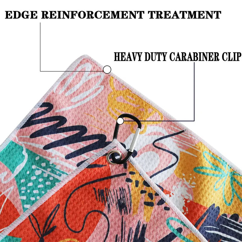 3 Pack Colorful Golf Towels with Clip for Golf Bags