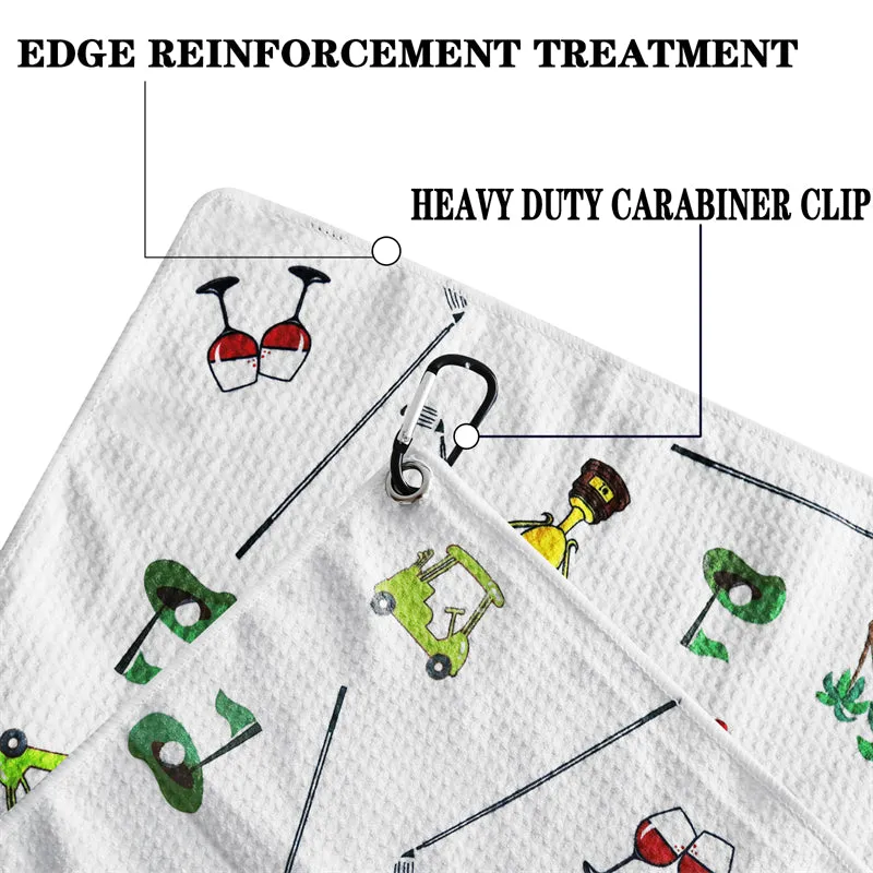 3 Pack Colorful Golf Towels with Clip for Golf Bags