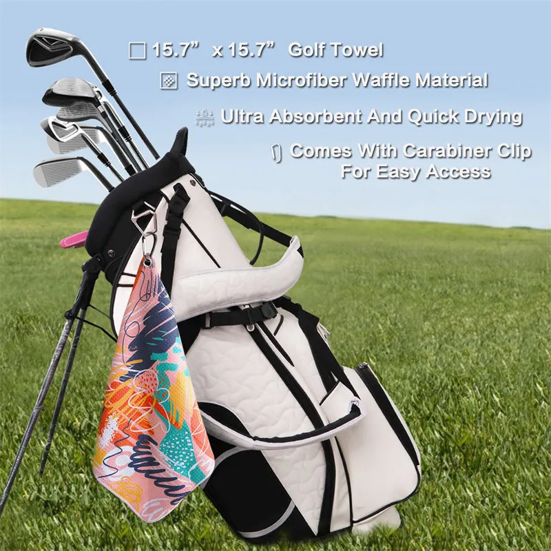 3 Pack Colorful Golf Towels with Clip for Golf Bags