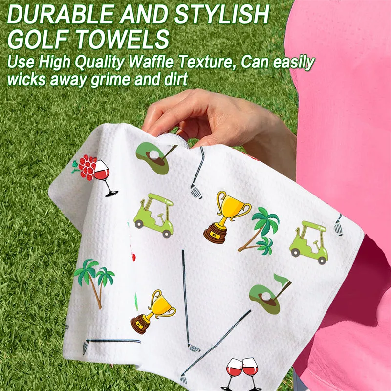 3 Pack Colorful Golf Towels with Clip for Golf Bags