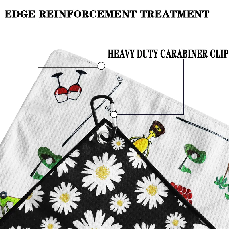 3 Pack Colorful Golf Towels with Clip for Golf Bags