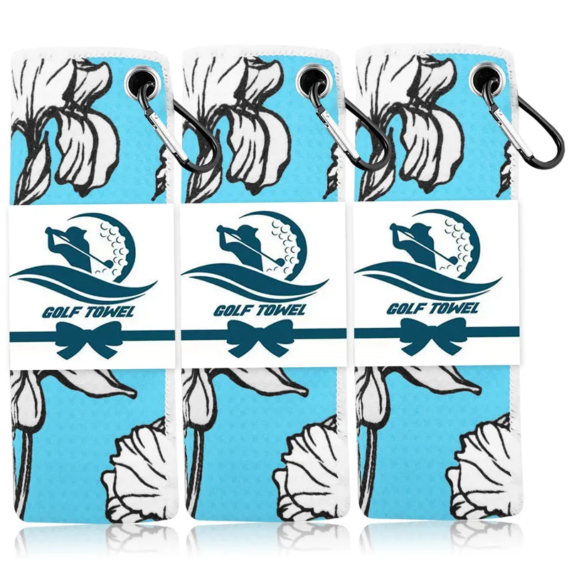 3 Pack Colorful Golf Towels with Clip for Golf Bags