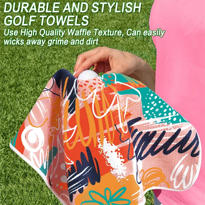 3 Pack Colorful Golf Towels with Clip for Golf Bags