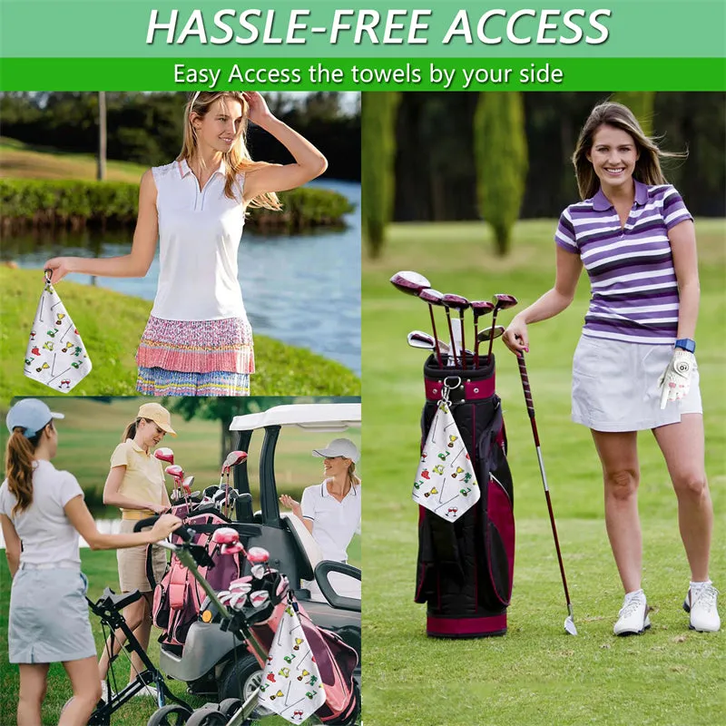 3 Pack Colorful Golf Towels with Clip for Golf Bags