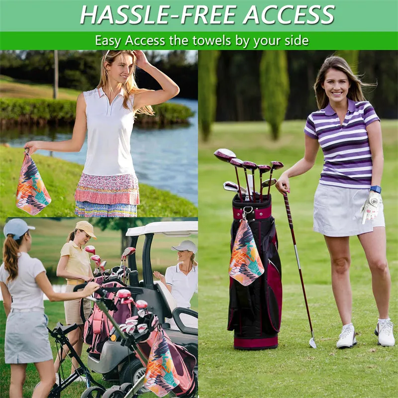 3 Pack Colorful Golf Towels with Clip for Golf Bags
