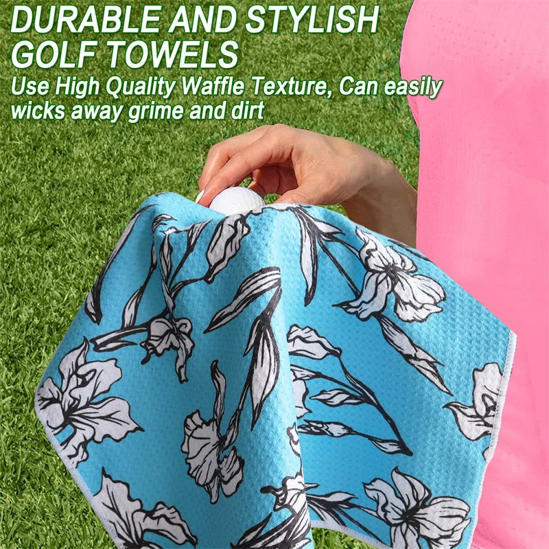3 Pack Colorful Golf Towels with Clip for Golf Bags