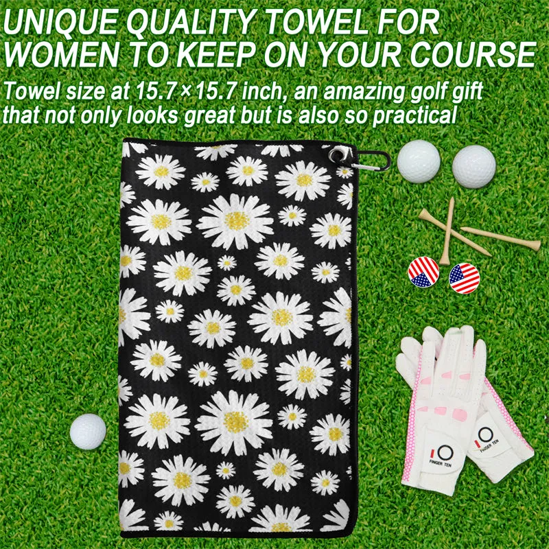 3 Pack Colorful Golf Towels with Clip for Golf Bags