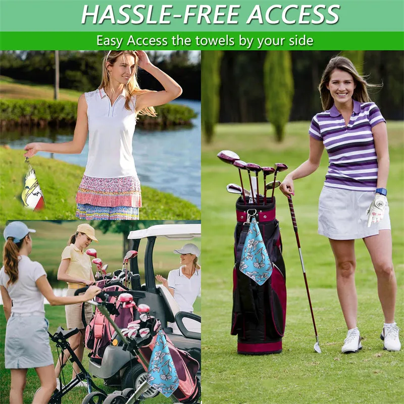 3 Pack Colorful Golf Towels with Clip for Golf Bags