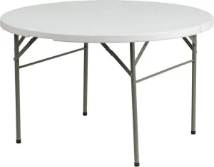 48" Round Plastic Folding Table, Fold In Half