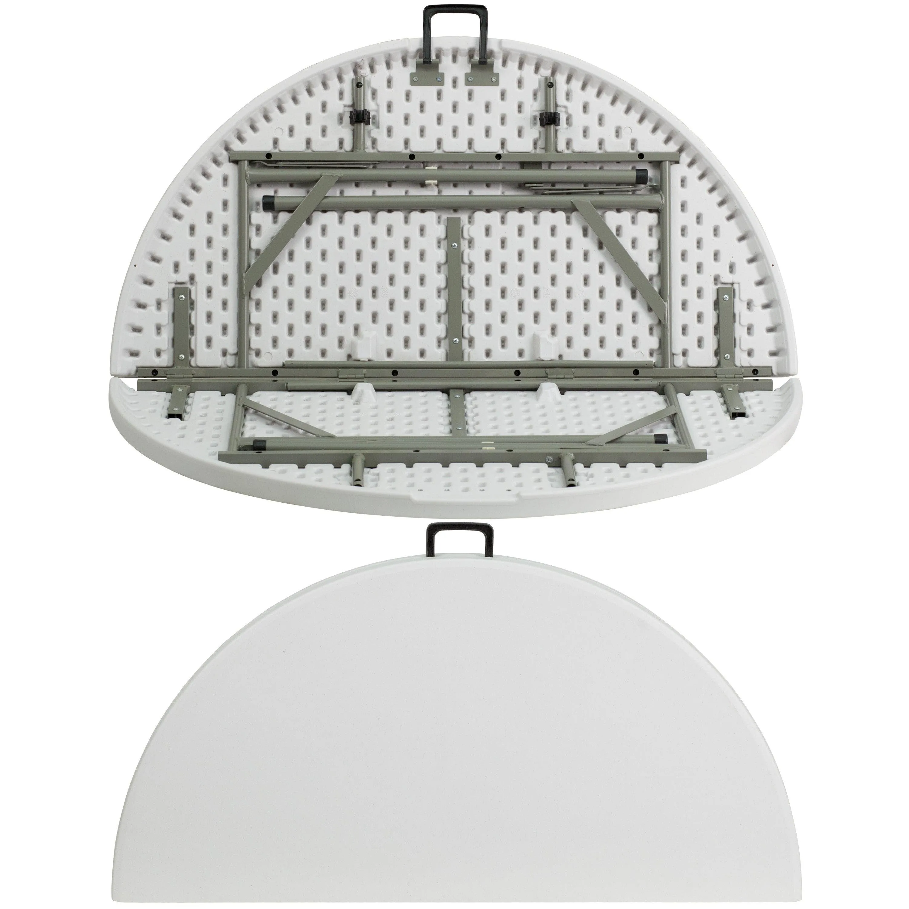 48" Round Plastic Folding Table, Fold In Half
