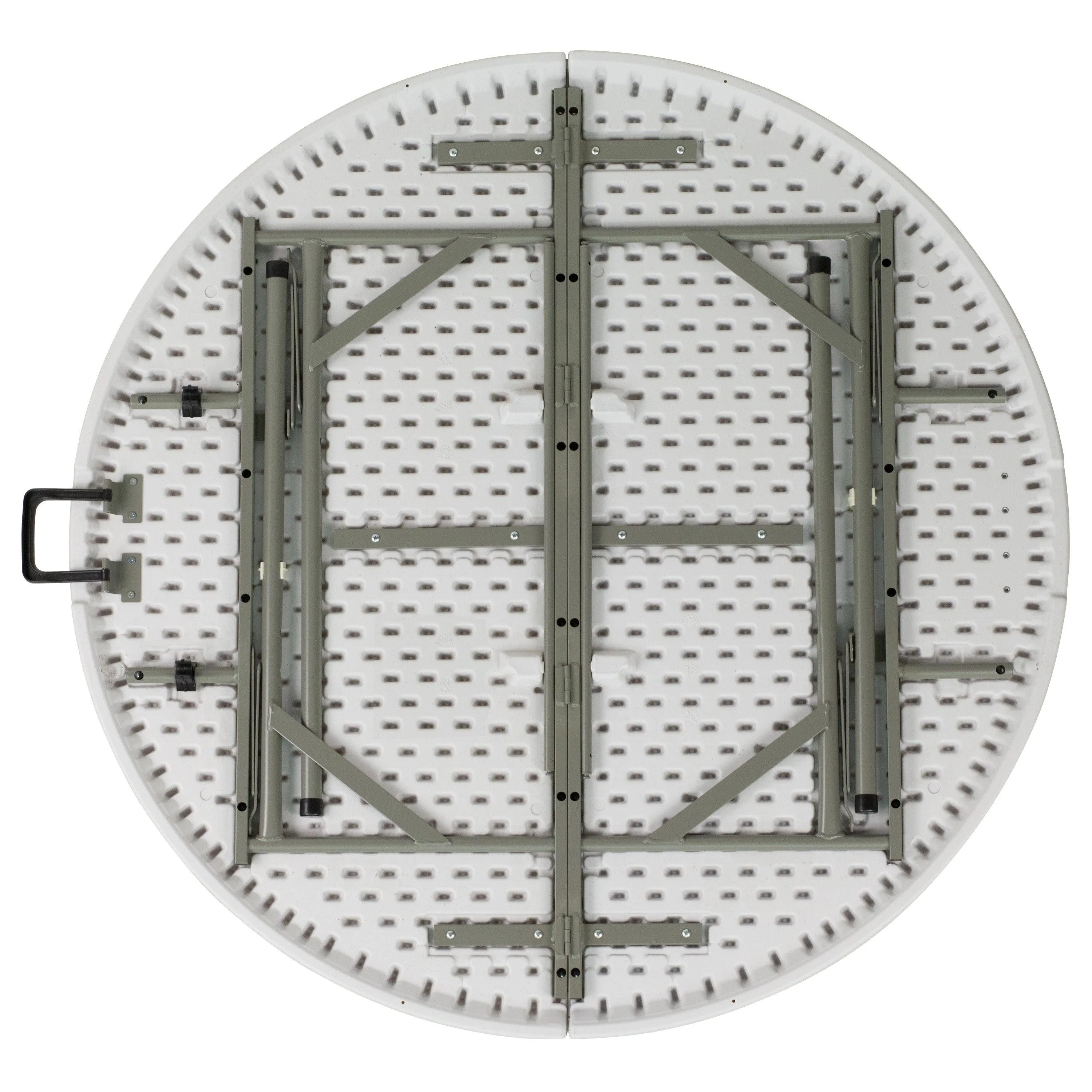 48" Round Plastic Folding Table, Fold In Half