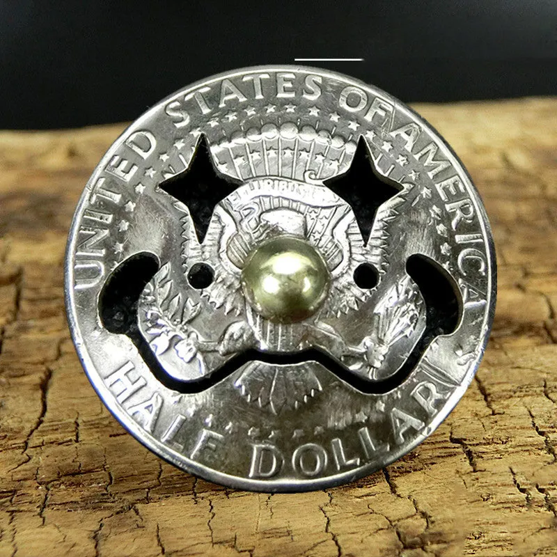 50 Cents Wallet Conchos Coin Emoji Skull Conchos Button Conchos Screw Back Decorate Concho Emoji Coin Cent Biker Wallet Concho Wallet Conchos