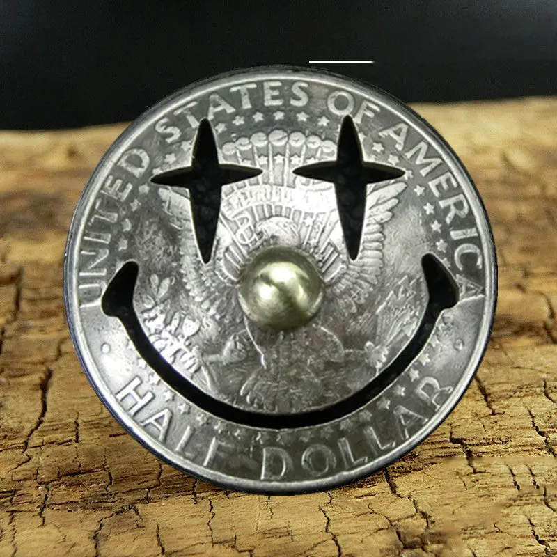 50 Cents Wallet Conchos Coin Emoji Skull Conchos Button Conchos Screw Back Decorate Concho Emoji Coin Cent Biker Wallet Concho Wallet Conchos
