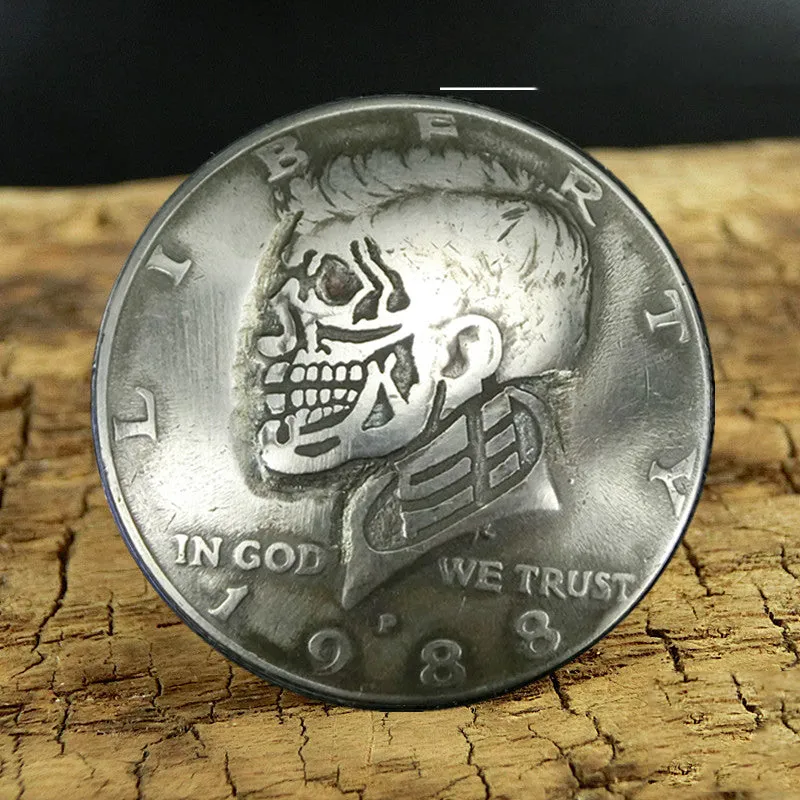 50 Cents Wallet Conchos Coin Emoji Skull Conchos Button Conchos Screw Back Decorate Concho Emoji Coin Cent Biker Wallet Concho Wallet Conchos