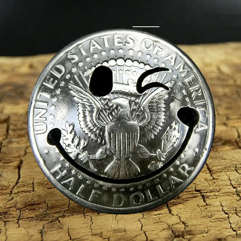 50 Cents Wallet Conchos Coin Emoji Skull Conchos Button Conchos Screw Back Decorate Concho Emoji Coin Cent Biker Wallet Concho Wallet Conchos