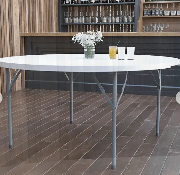 60" Round Granite White Plastic Folding Table