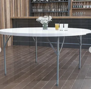 60" Round Granite White Plastic Folding Table