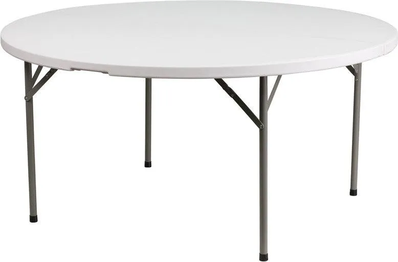 60" Round Granite White Plastic Folding Table