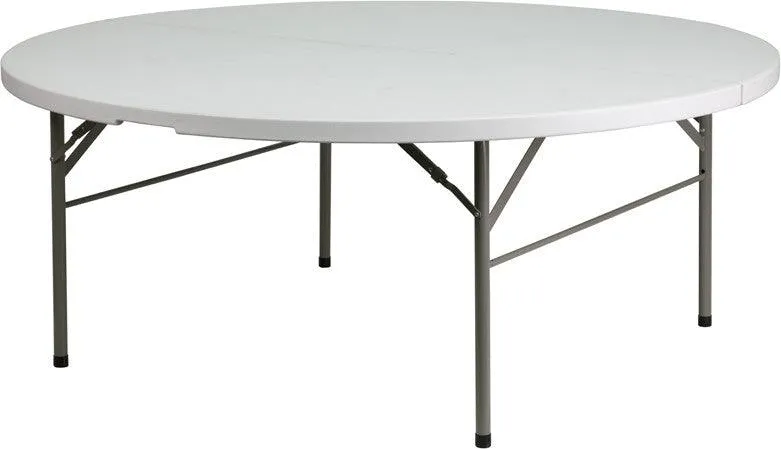 72" Round Plastic Folding Table, Bi-Fold Table