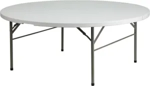 72" Round Plastic Folding Table, Bi-Fold Table