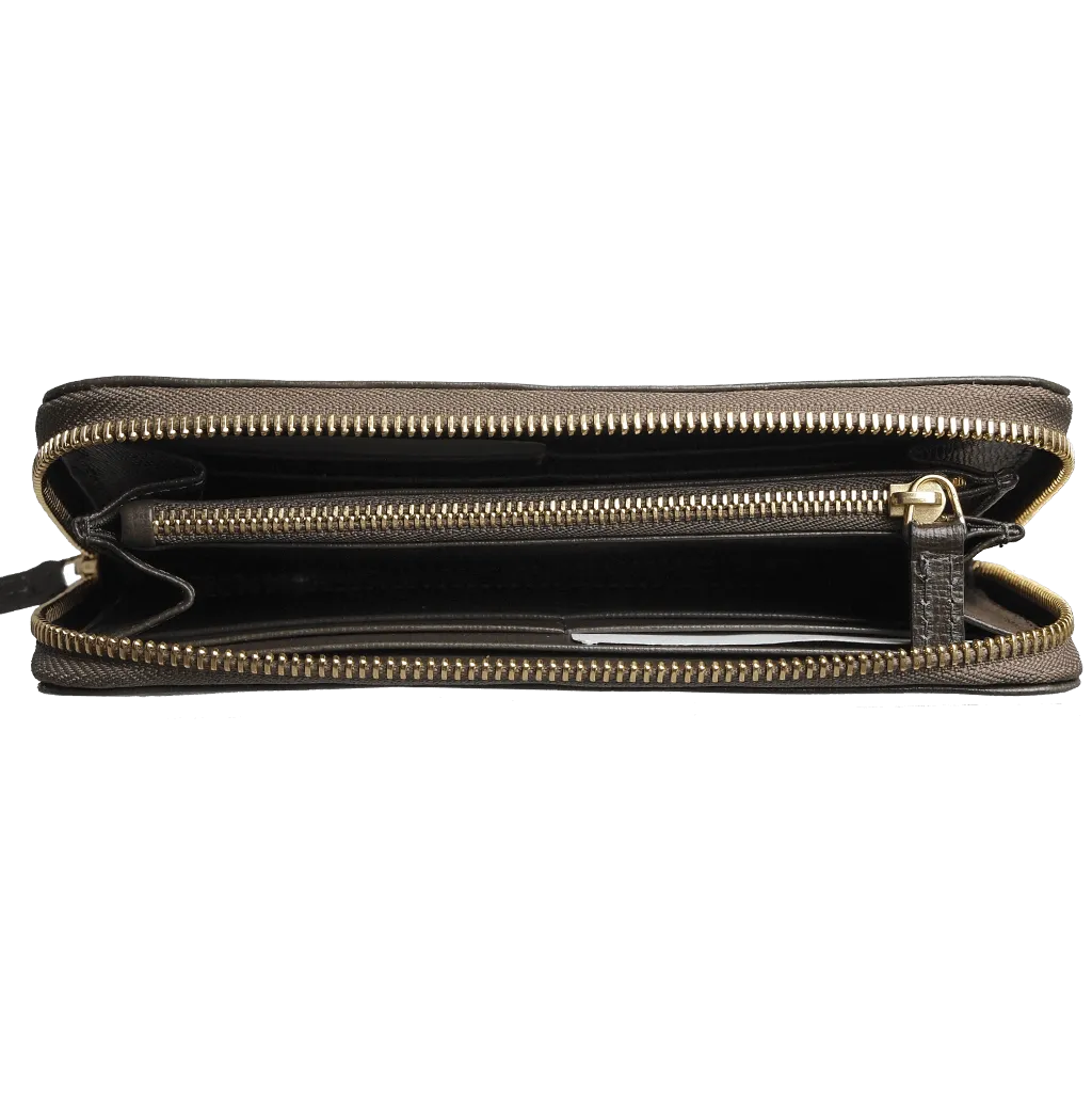 8 CC Saffiano Zip Around Wallet Olive