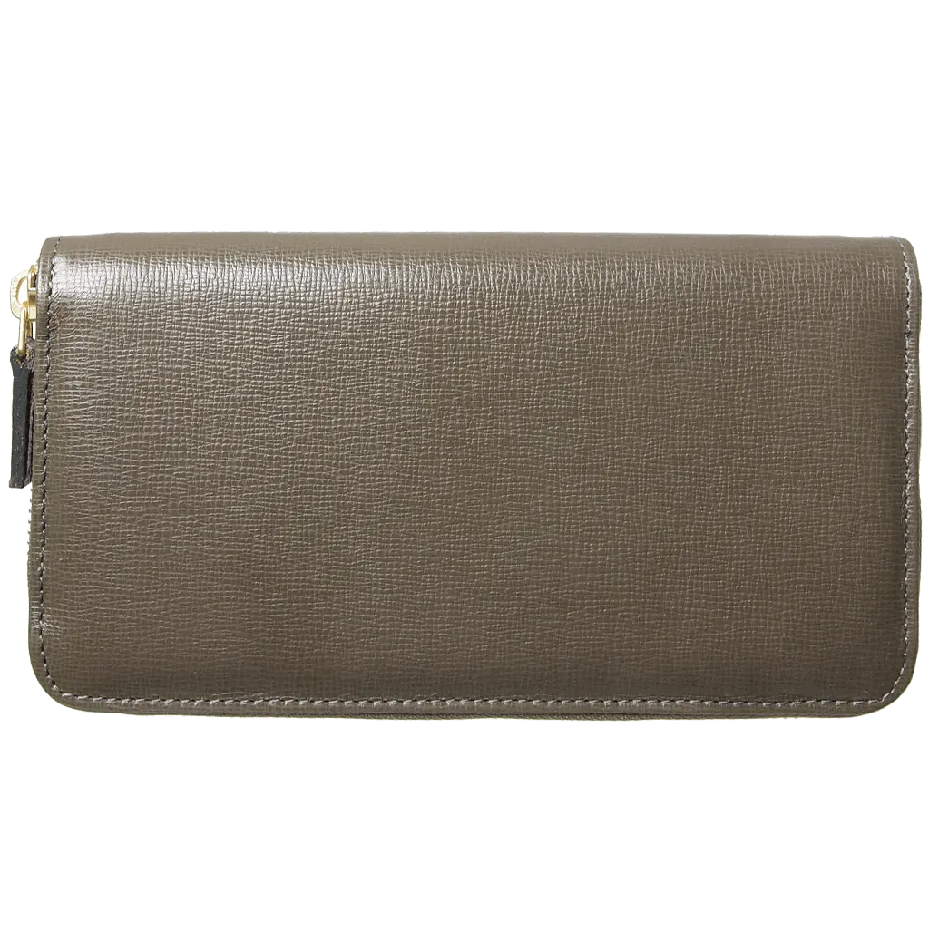 8 CC Saffiano Zip Around Wallet Olive