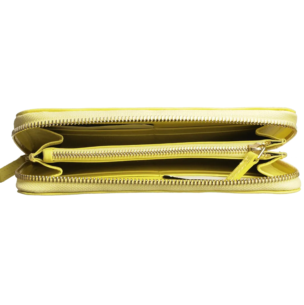 8 Credit Card Saffiano Zip Around Wallet Lemon