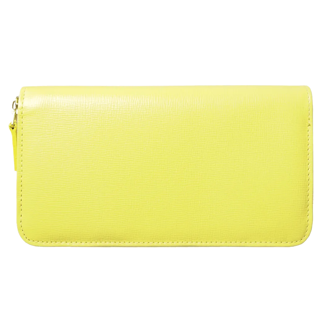8 Credit Card Saffiano Zip Around Wallet Lemon