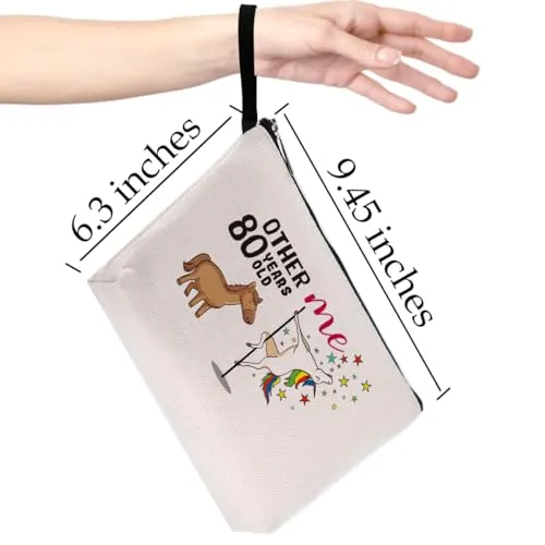 80th Birthday Gifts for Women Makeup Bag 80 Year Old Birthday Gifts Funny Unicorn Gifts Turning 80 Cosmetic Bag 80th Birthday Party Favors Zipper Pouch Bag Travel Toiletry Bag Cheer to 80 Years
