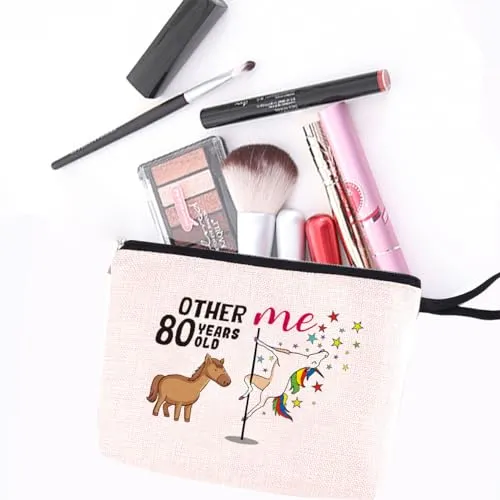 80th Birthday Gifts for Women Makeup Bag 80 Year Old Birthday Gifts Funny Unicorn Gifts Turning 80 Cosmetic Bag 80th Birthday Party Favors Zipper Pouch Bag Travel Toiletry Bag Cheer to 80 Years