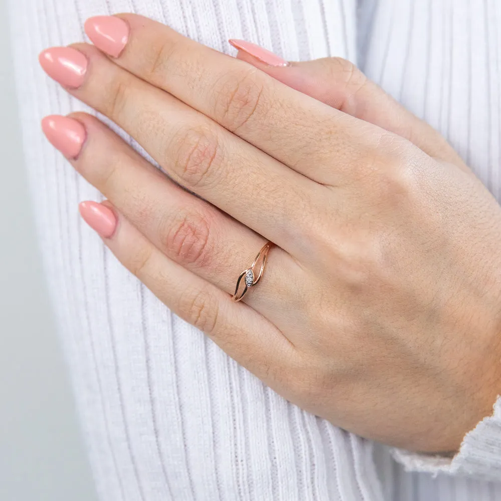 9ct Rose Gold Diamond Ring with 1 Brilliant Cut Diamond