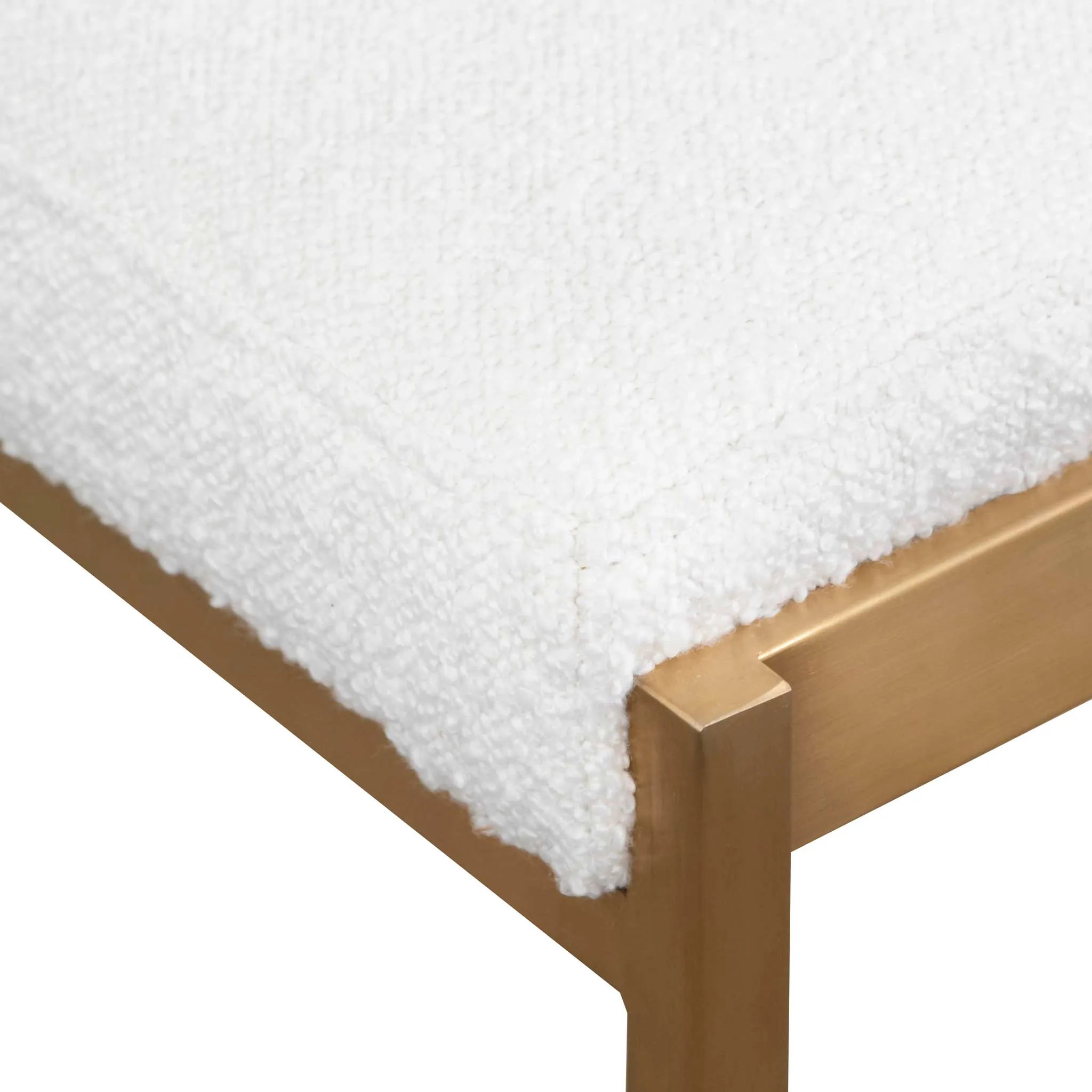 Adela Daisy White Boucle Bar Stool - Brushed Gold Base - Last One