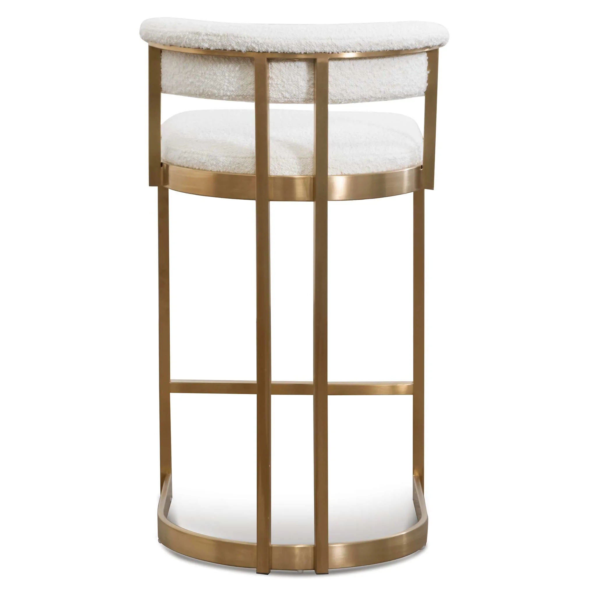 Adela Daisy White Boucle Bar Stool - Brushed Gold Base - Last One