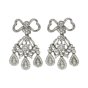 Antique Silver Bow Top Clip Earrings