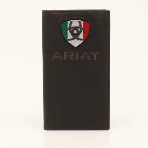 ARIAT MEN'S RODEO WALLET BROWN MEXICO FLAG LOGO A35491282