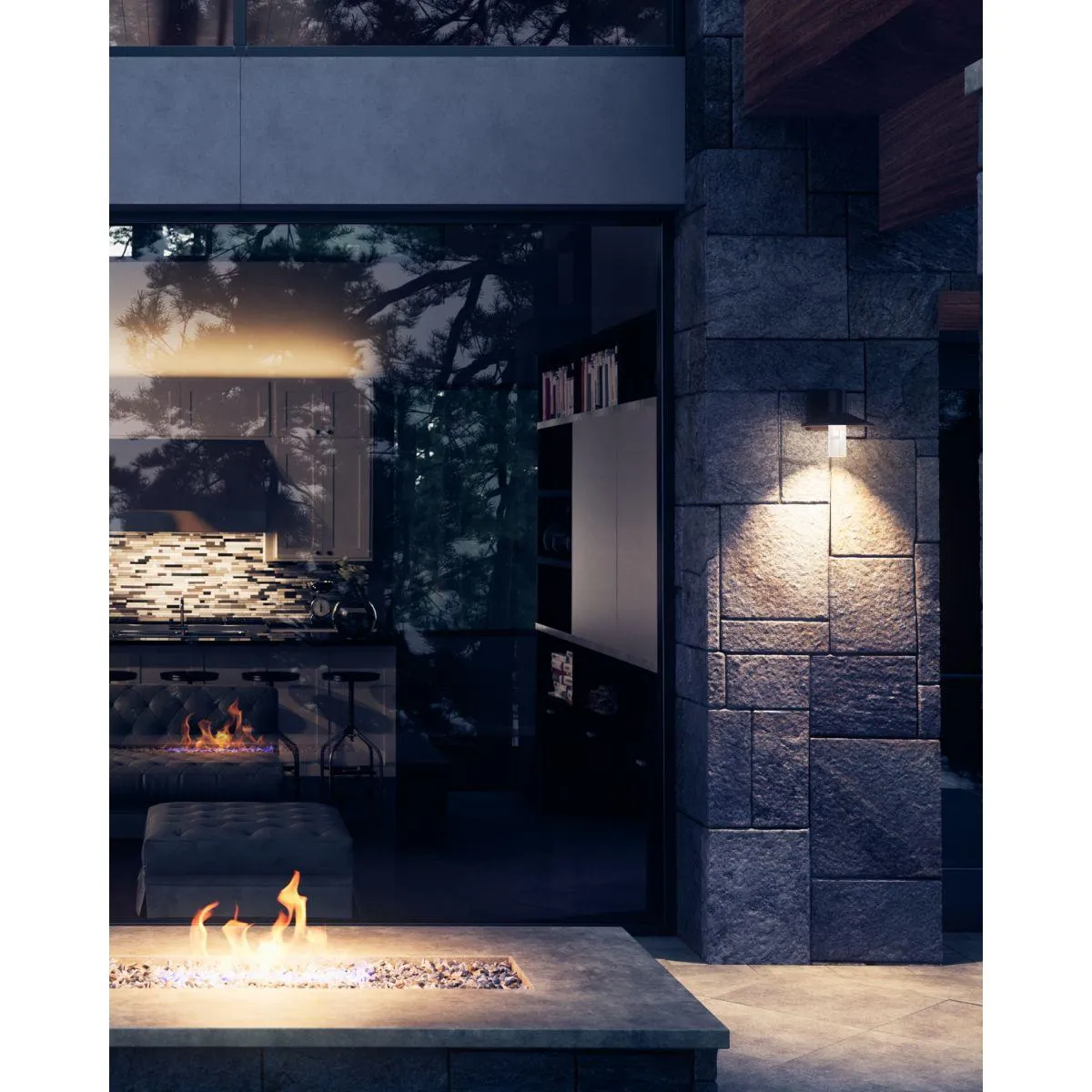 Ash 8 In. LED Lo-Output Outdoor Wall Sconce 515 Lumens 2700K Gray Finish Clear Cylinder
