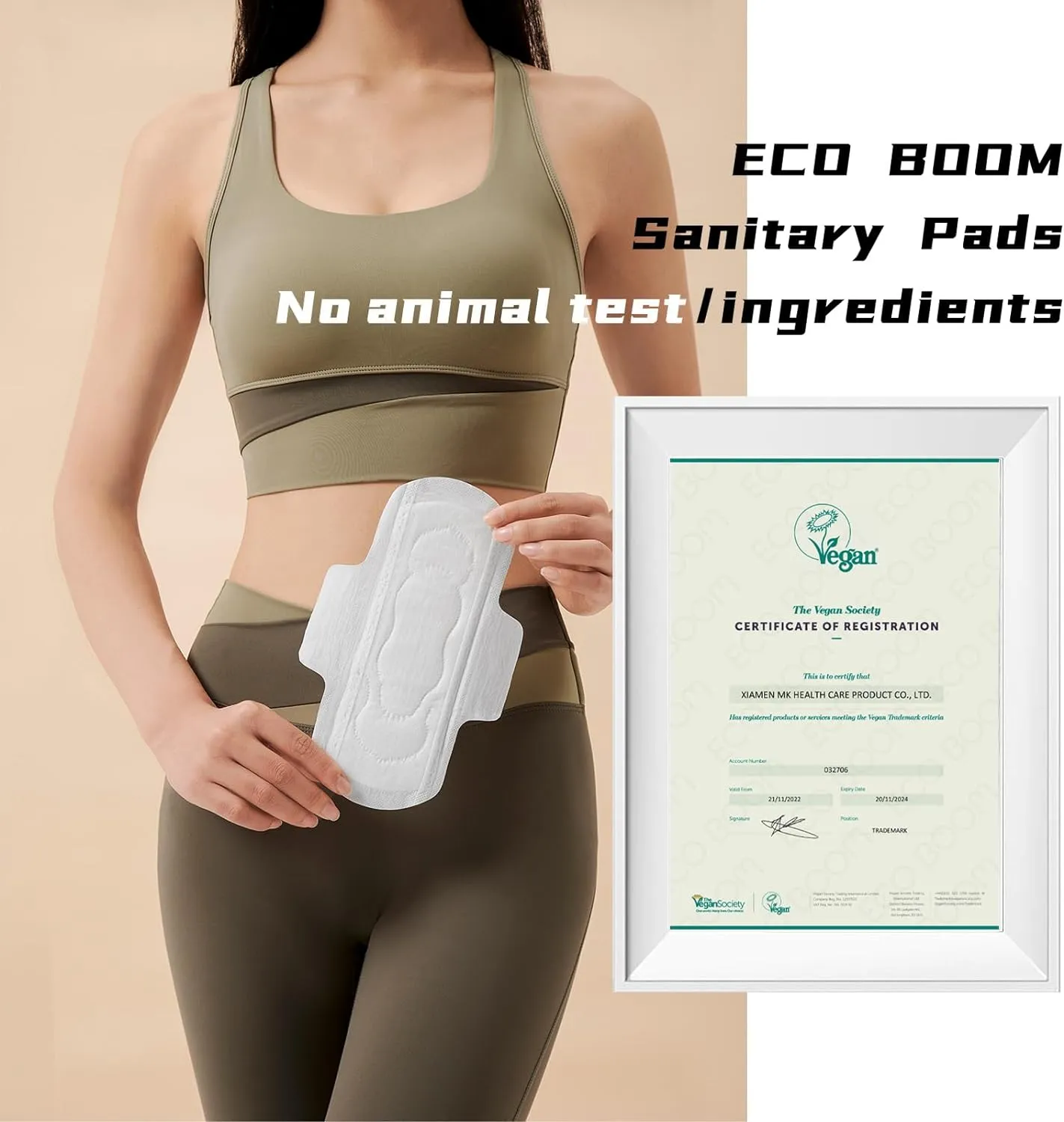 Bamboo Viscose Sanitary Pads with Wings 100% Natural Sanitary Pads Chlorine and Fragrance Free Heavy Absorbency Sanitary Napkins for Women 8 Count