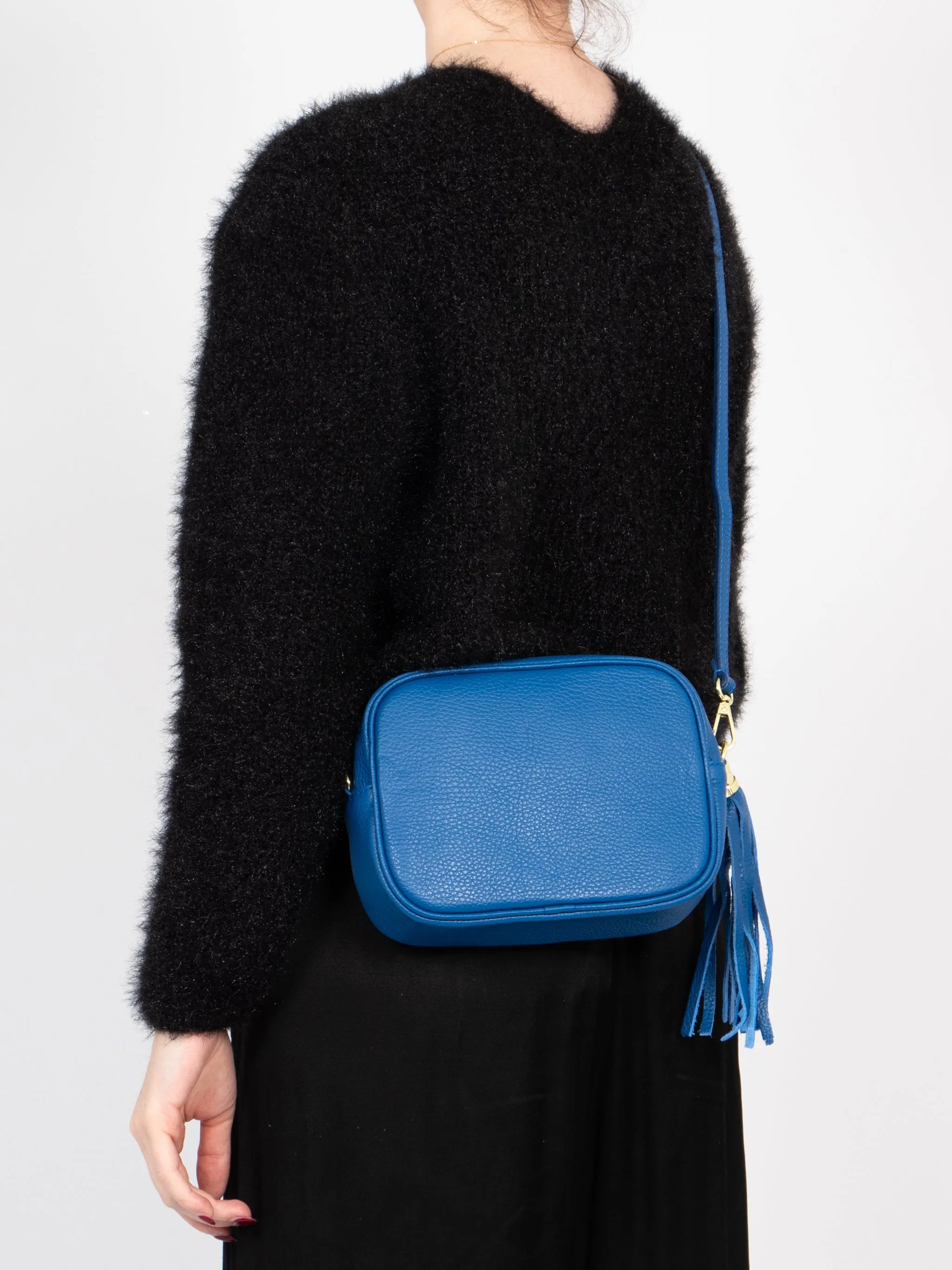 Beau - Italian Leather Crossbody Bag - Royal Blue, Pebbled